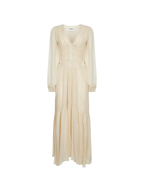 MARANT ÉTOILE pleated V-neck maxi dress Neutrals RO0798FBD1J08E