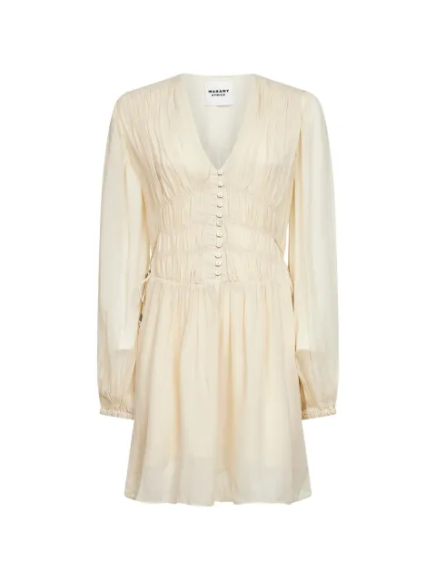 MARANT ÉTOILE button shirred dress Neutrals RO0969FAD1J08E
