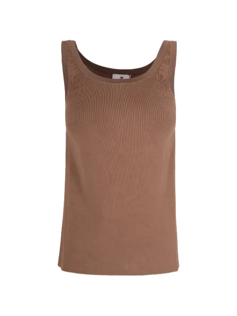 Elisabetta Franchi knit fabric top with shiny viscose bands Brown TK72S61E2
