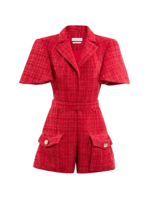 Saiid Kobeisy tweed belted jumpsuit Red RTWFW2513
