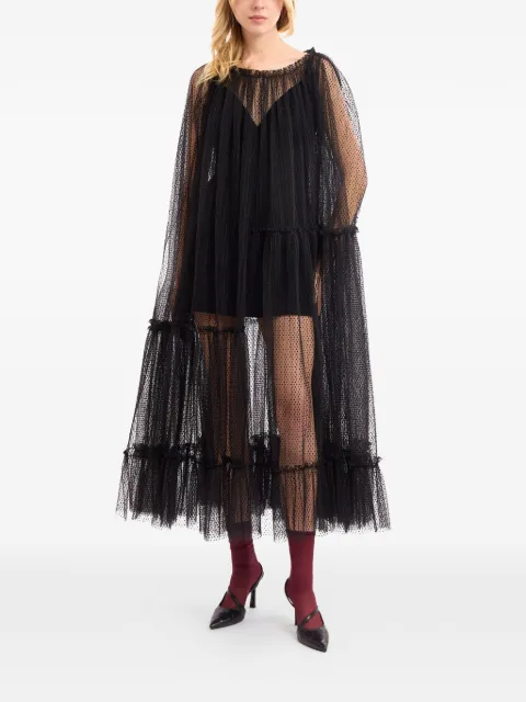 Gemy Maalouf dotted tulle midi dress Black GMCP267829MD