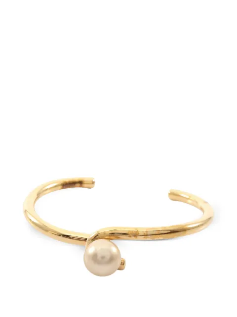Celine Pre-Owned 2010s knot-detail faux-pearl bangle Gold 1035307