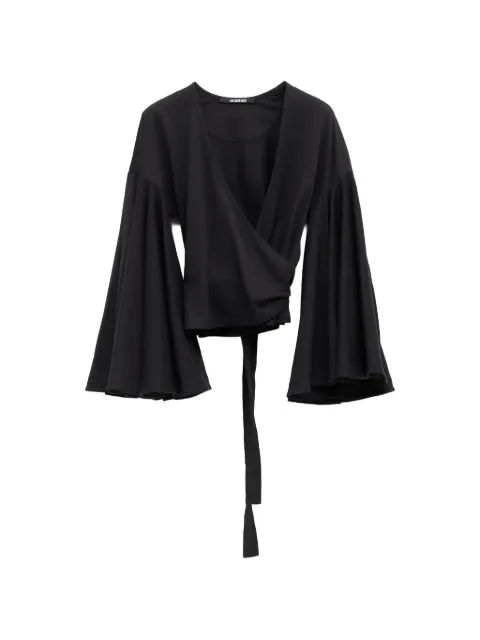 Jacquemus Le Cache Coeur Ventadou bell-sleeve top Black TOW00905AJ00254