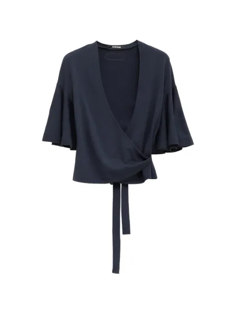 Jacquemus Paysan wrap flared-sleeve top Blue CDW00822AK00303