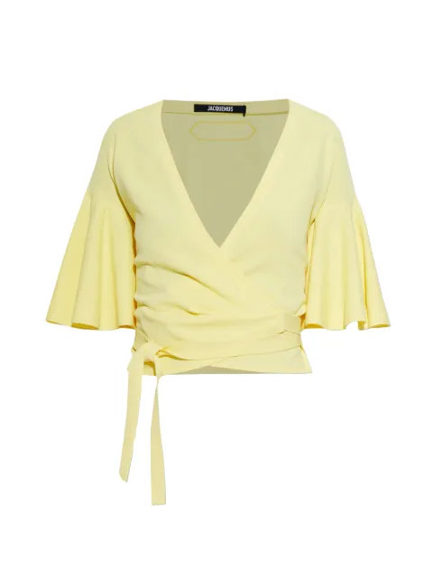 Jacquemus flutter-sleeved wrap top Yellow CDW00822AK00303