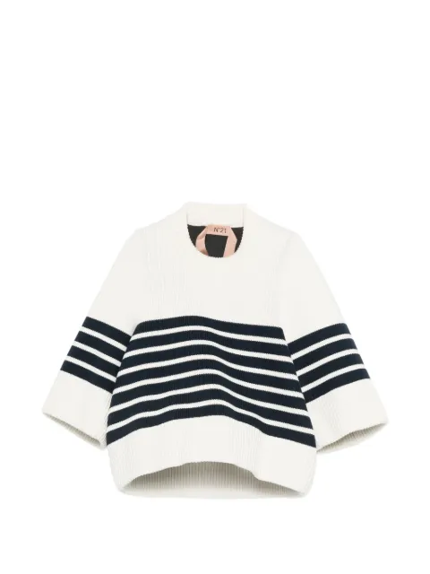 Nº21 striped-pattern sweater White 26EN2M0A0077601