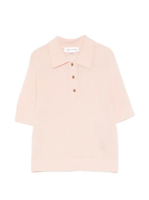 Victoria Beckham buttoned polo top Pink 1126KTP007013A
