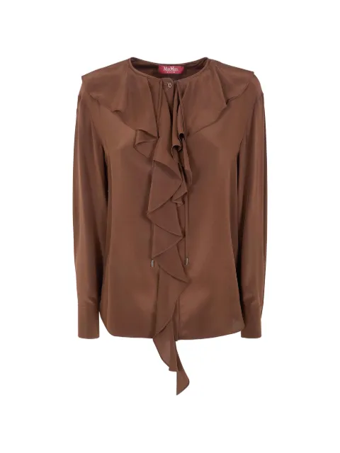 Max Mara ruffled silk blouse Brown 2616111031600