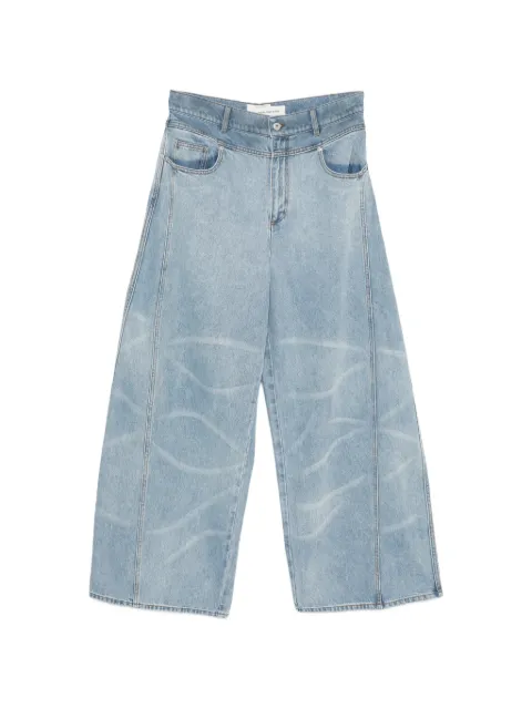 Feng Chen Wang pattern wide-leg jeans Blue FUS21TR01