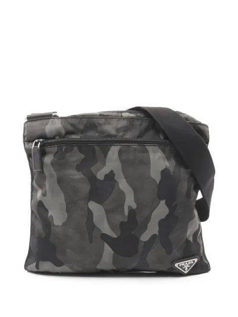 Prada Pre-Owned 2000s camouflage logo-plate shoulder bag Grey 1034591