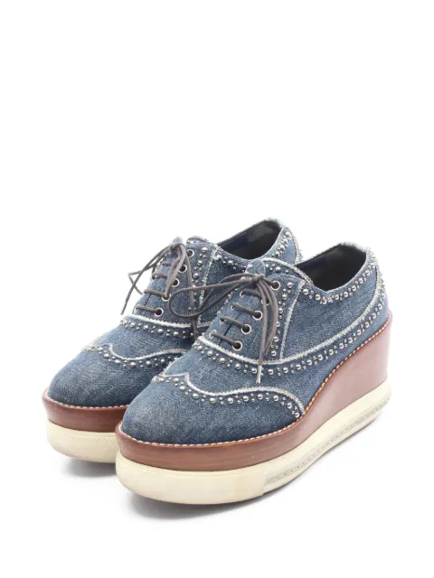Miu Miu Pre-Owned stud-embellished denim platform sneakers Blue 1031972