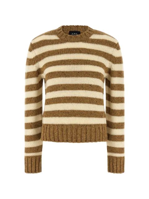 A.P.C. striped crew-neck knitted sweater Brown WVBENF23467TCC