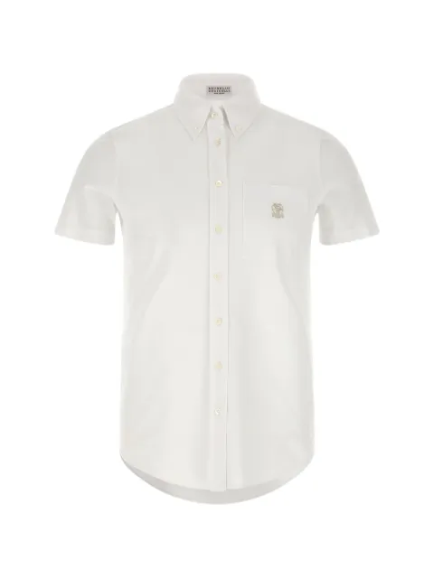 Brunello Cucinelli embroidered-logo pocket shirt White ML944VT716C159