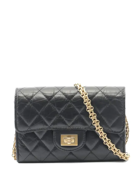 CHANEL Pre-Owned 2018-2019 2.55 Matelasse chain-strap mini bag Black 103848426878623