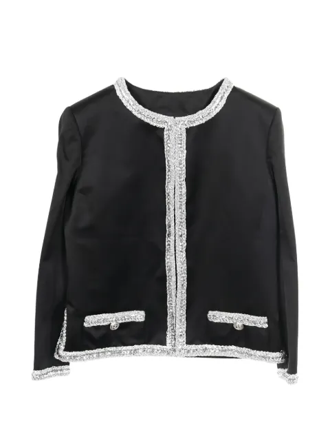 CHANEL Pre-Owned 1986-1988 Coco Mark trim-detail jacket Black 1034974