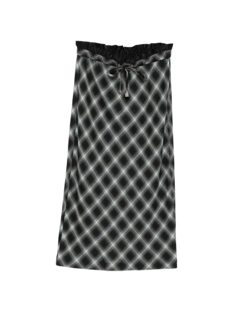 LESS plaid midi skirt Black 2Q1D15730