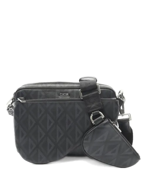 Christian Dior Pre-Owned 2010s CD-logo diamond shoulder bag Black 1038614