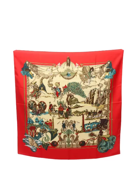Hermès Pre-Owned 2010s Au Fil de la Soie scarf Red 1034117