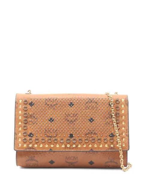 MCM Pre-Owned 2000s bijou studs chain cross body bag Brown 1037150