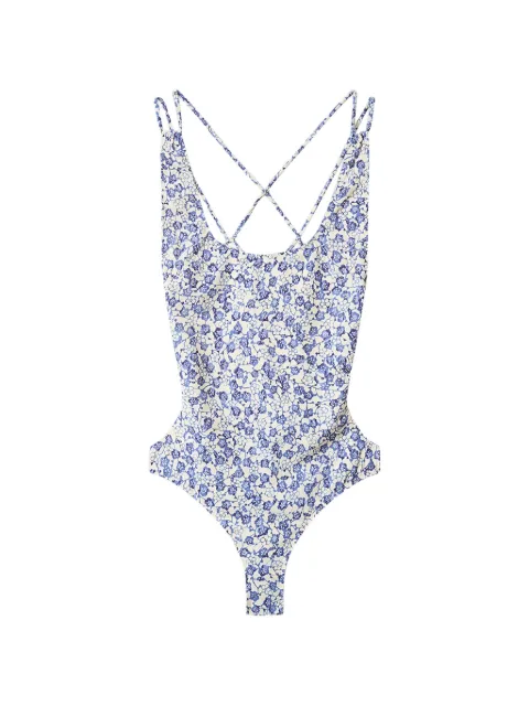 ISABEL MARANT Tenisia floral-print crossover-straps swimsuit Blue MB0012FAD1P01I
