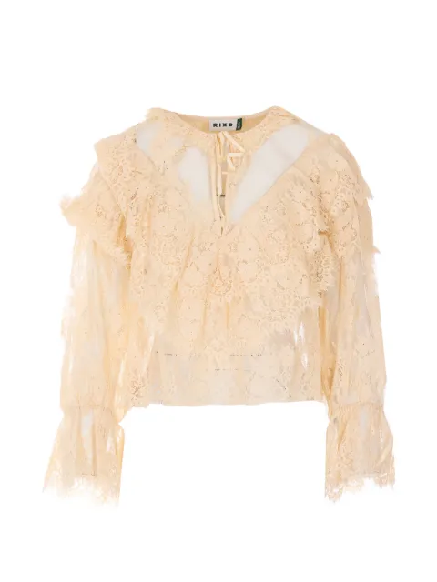 Rixo lace ruffled blouse Neutrals 0551007347