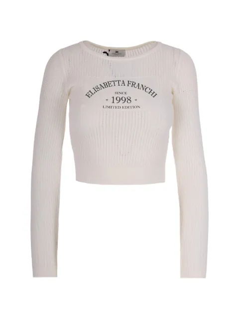 Elisabetta Franchi logo knitted top Neutrals MK73Q61E2