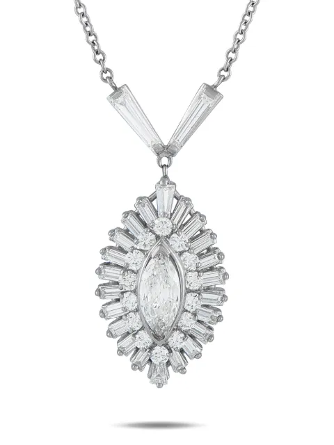 LB Exclusive 18K white gold diamond embellished-pendant necklace Silver MF06121525