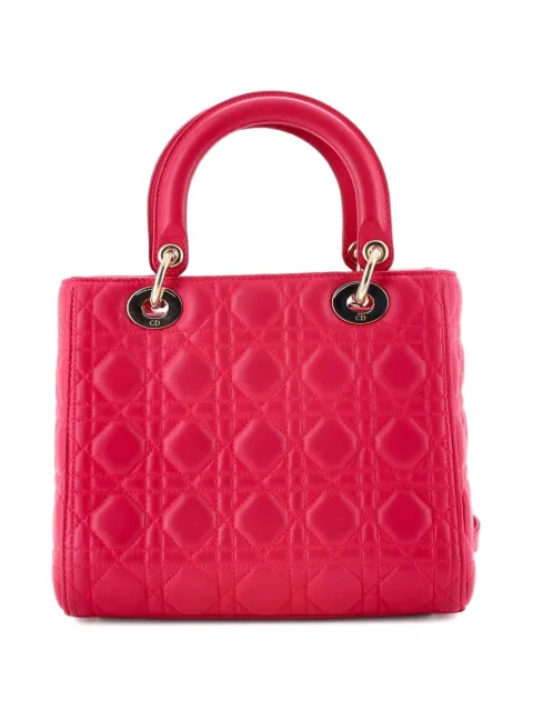 Christian Dior Pre-Owned Lady Dior Bag Cannage Quilt Lambskin Medium satchel Pink 1QGAUKWYTTBI31OA