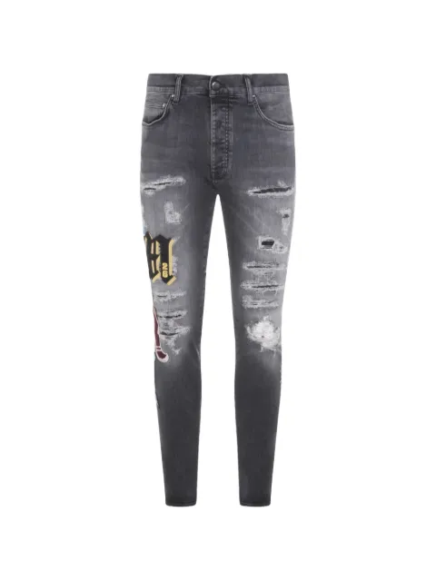 AMIRI ripped patch skinny jeans Grey AMBMJE1018