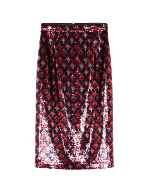 Nº21 sequinned geometric woven skirt Red 25IN2S0C0155281