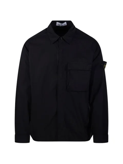 Stone Island 1200032 stretch cotton Tela 'Paracadute' comfort-fit overshirt with snap fastening Black L1S151200032S0003