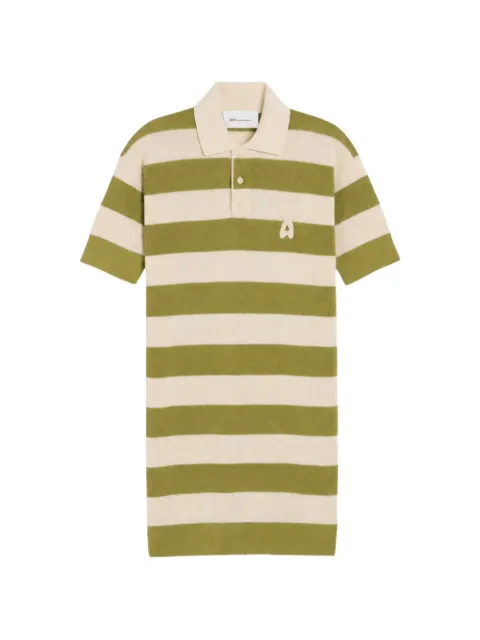 AMI Paris Ami de Coeur patch striped polo mini dress Green FDR667KN0153