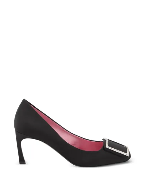 Roger Vivier Trompette crystal-embellished square-toe pumps Black RVW4004410RS0