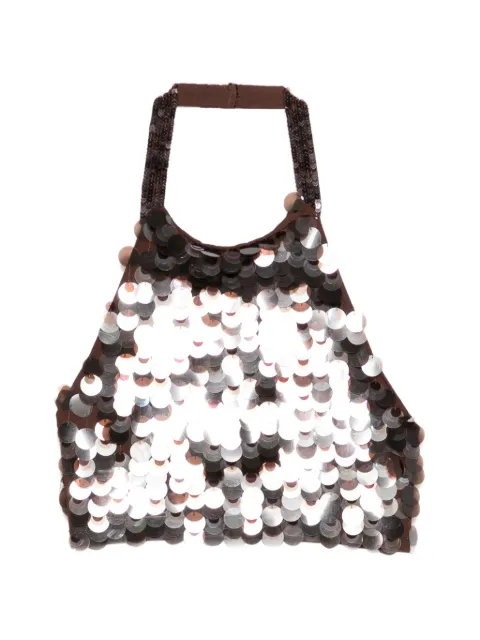 P.A.R.O.S.H. sequin-embellished top Brown GROUPD311736