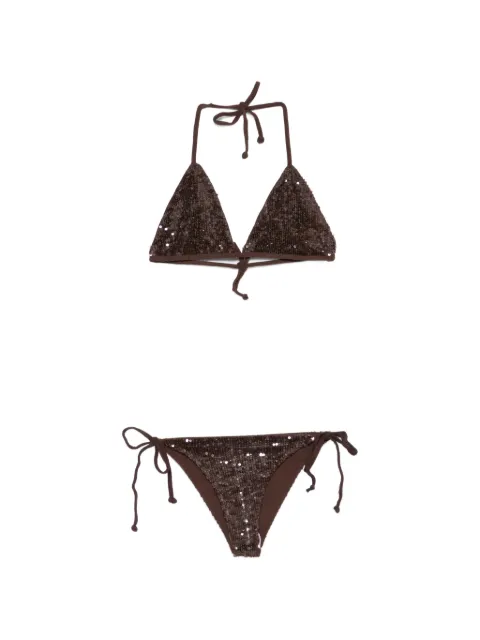 P.A.R.O.S.H. sequin-embellished bikini Brown D005520