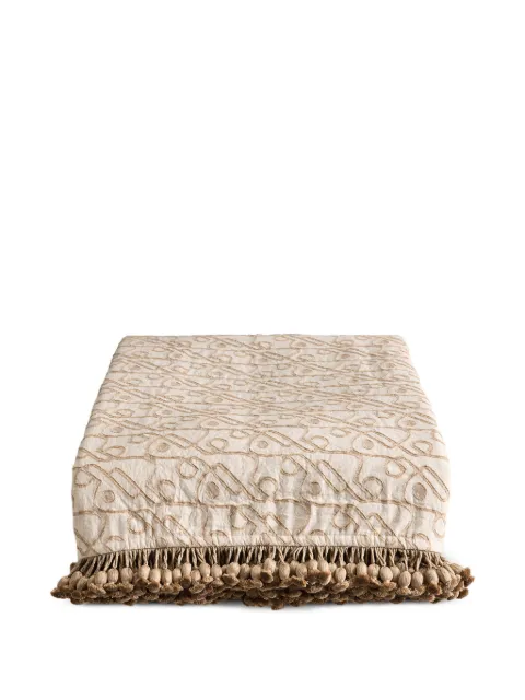 Soho Home Tilney tassel-detail patterned bedspread Neutrals 78135197