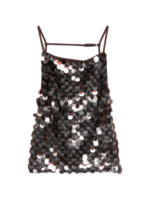 P.A.R.O.S.H. sequin straps top Brown GROUPD311715