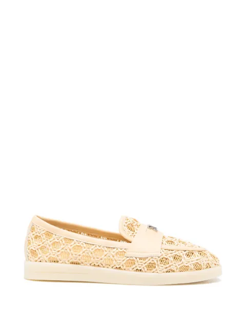 Casadei woven logo-plaque loafers Neutrals 1D319B0201C2990