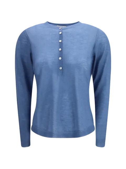 MIRROR IN THE SKY buttoned henley top Blue G414