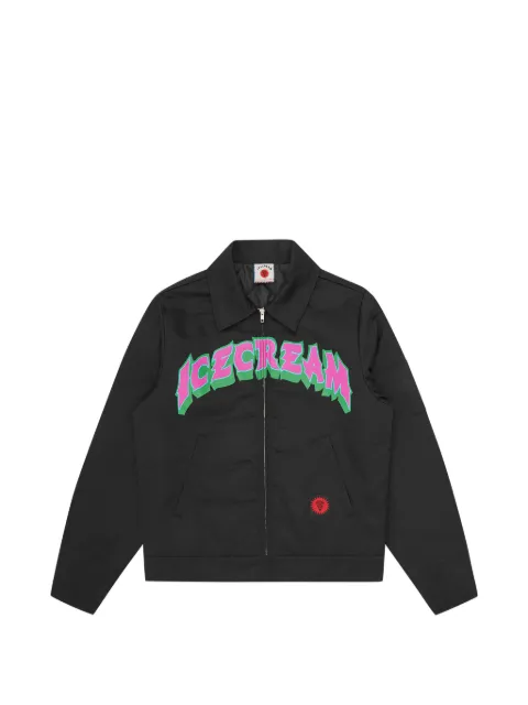 ICECREAM pointed-collar zip jacket Black IC26185