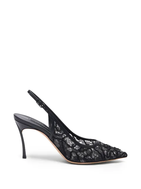 Casadei Chantilly Blade lace heel pumps Black 1G680B080TT0577