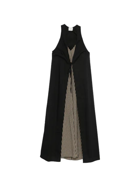 Alysi striped tie-fastening midi dress Black 116505