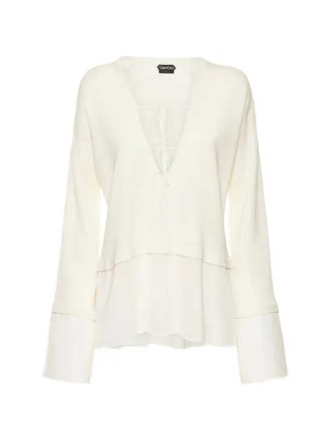 TOM FORD V-neck long-sleeves blouse Neutrals MAK1204YAX494
