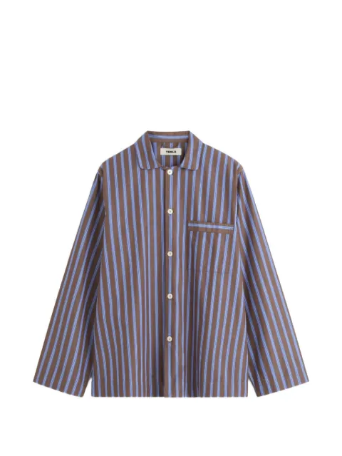 TEKLA striped pyjamas top Brown PPLLSHIRT416
