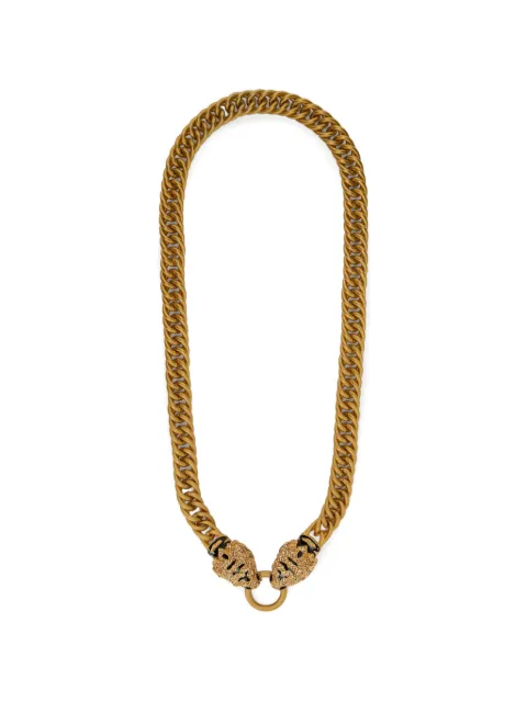 Roberto Cavalli Roar tiger-head chain necklace Gold WKG003AM011
