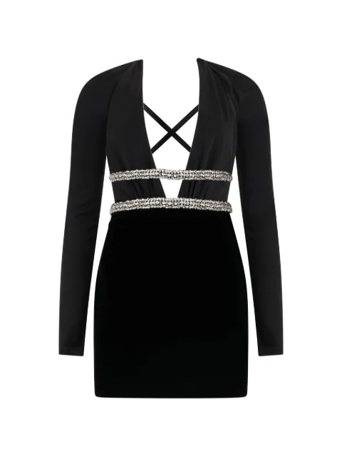 Roberto Cavalli embellished V-neck mini dress Black WKR113JE034