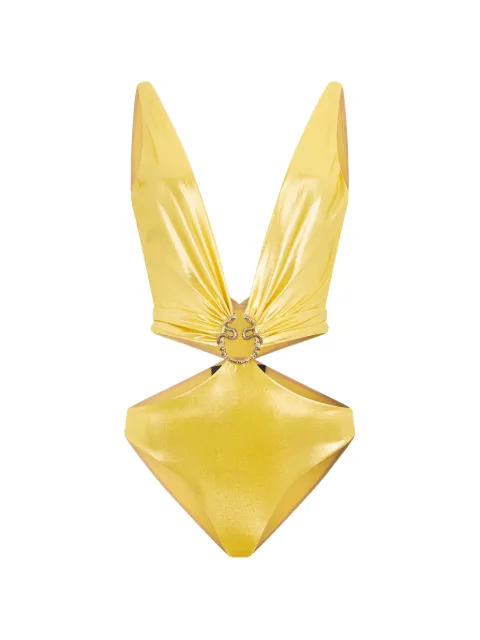 Roberto Cavalli Serpentine-detail swimsuit Yellow WKW007LL031