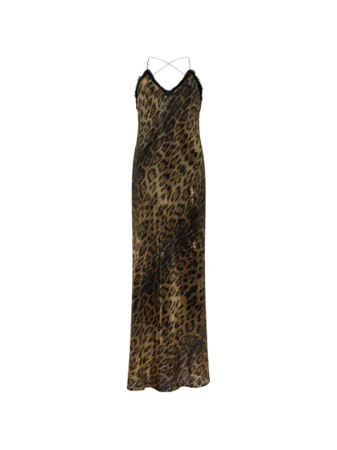 Roberto Cavalli jaguar-print embellished maxi dress Brown WKT102VXQ71