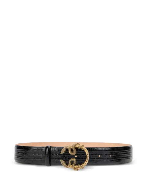 Roberto Cavalli Serpentine buckle leather belt Black WKC001PZ119