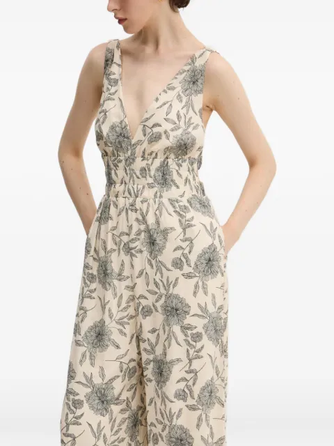 Abercrombie & Fitch V-neck floral-pattern jumpsuit Neutrals KI1594566913